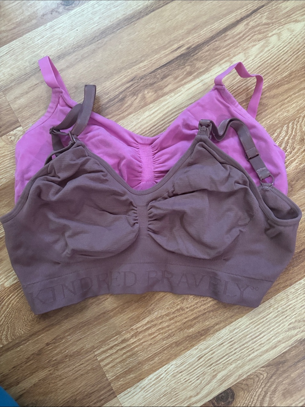 Kindred Bravely Large Brown & Pink Seamless Nursing Bra - Soft Stretch Support